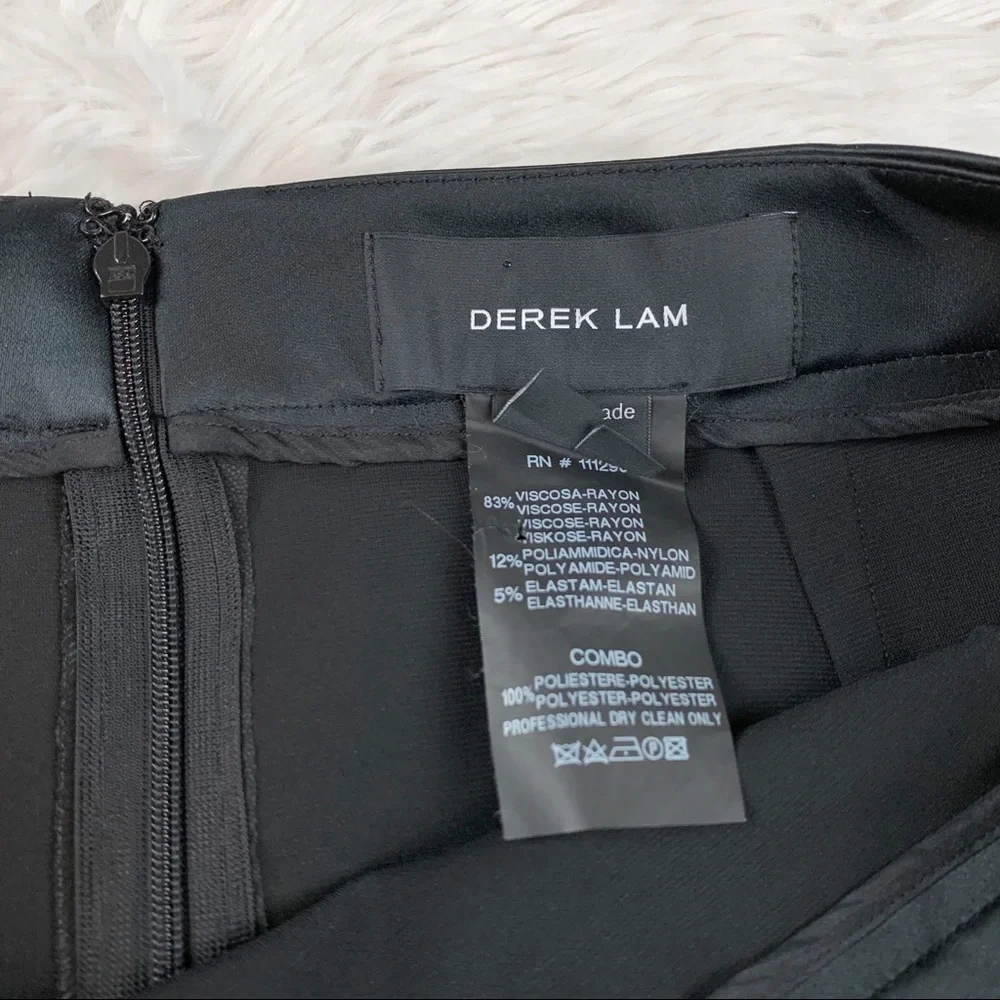 Derek Lam knit pencil skirt solid black knee lenght satin waist Made in Italy‎